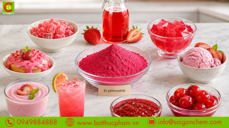 m&agrave;u erythrosine l&agrave;m b&aacute;nh kẹo
